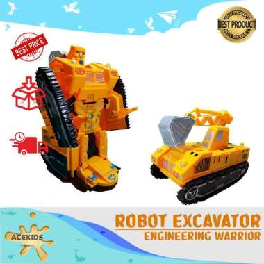 Robot Transformer Transform Excavator Engineering Warrior Robot Truk Excavator - 9902 -Acekids Tanpa