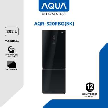Aqua AQR-320RBG(BK) Kulkas 2 Pintu Bottom Freezer