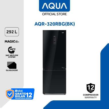 Aqua AQR-320RBG(BK) Kulkas 2 Pintu Bottom Freezer
