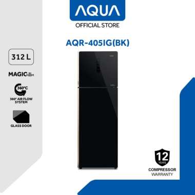 Aqua AQR-405IG Kulkas 2 Pintu Inverter 312L - Hitam