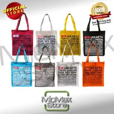 TAS BELANJA TOTE BAG SHOPPING BAG UNIQLO CANVAS Hitam