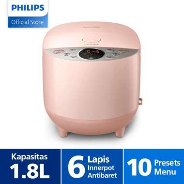 Philips Digital Rice Cooker / Magic Com HD4515/90 1.8 L Lapisan Bakuhanseki Anti Lengket Anti Baret Paling Awet, pink, 10 menu, multifungsi