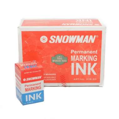 Tinta Spidol Permanen Snowman MIG20 20ml Hitam Merah Biru Marking - 1 Pack Isi 12 Buah Hitam