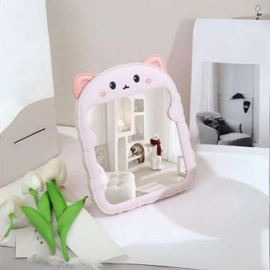 OEM ONE-K153 Cermin Meja Rias Bentuk Kucing / Kaca Rias Make Up / Cermin Rias / Cermin Lipat Portabl