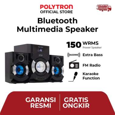 POLYTRON PMA 9527 Bluetooth Multimedia Speaker Hitam 2.1 Channel 150W RMS