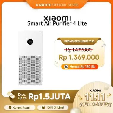 Xiaomi Official Smart Air Purifier 4 Lite Sirkulasi 360° Koneksi Wifi Jangkauan 43m² dengan Kontrol Suara