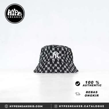 Topi MLB NY MONOGRAM WHITE BLACK 2 BUCKET HAT 100% ORIGINAL 57