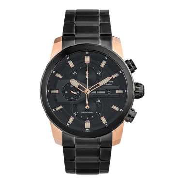 Jam Tangan Pria Alexandre Christie Chronograph AC 6559 MC BBRBA Men Black Dial Black Stainless Steel