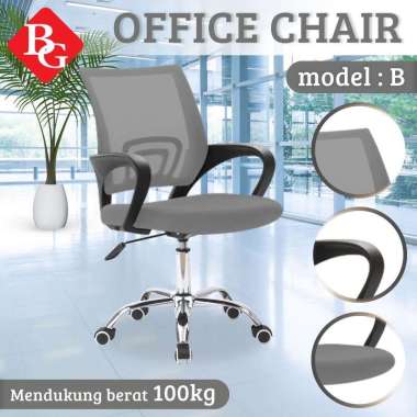 B&G KURSI KANTOR KURSI KERJA KURSI JARING OFFICE CHAIR KURSI SANTAI MODEL CH-B ( STEEL ) GREY