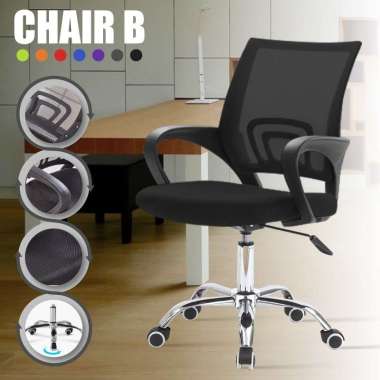 B&G KURSI KANTOR KURSI KERJA KURSI JARING OFFICE CHAIR KURSI SANTAI MODEL CH-B ( STEEL ) BLACK