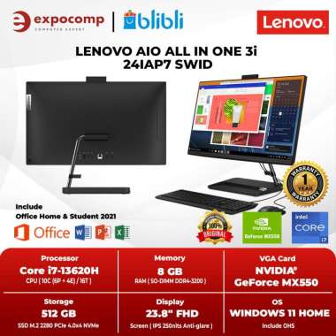 LENOVO AIO ALL IN ONE 3i 24IAP7 SWID BLACK CORE i7-13620H MX550 8GB