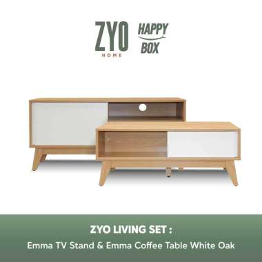 (HAPPY BOX) Zyo Living Set - Emma TV Stand &amp; Emma Coffee Table White Oak