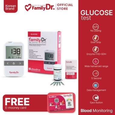 FamilyDr Alat Cek Gula Darah | Alat Tes Gula Darah + Strip Test isi 25