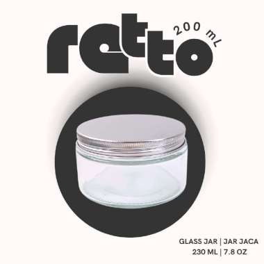 RETTO Straight Glass Jar 200 mL | Toples Kaca | Jar Kaca Cantik