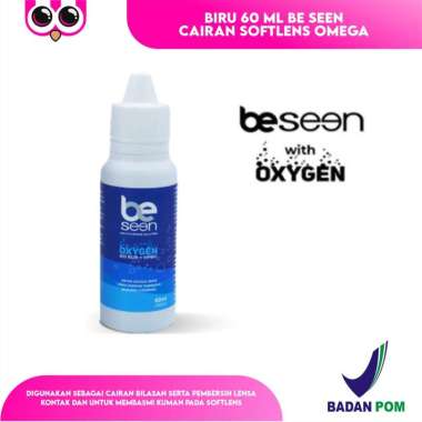 BIRU 60 ML BE SEEN CAIRAN SOFTLENS OMEGA AIR PENCUCI PERENDAM SOFLEN BC