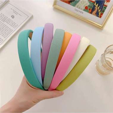FG Bando Polos Wanita Bandana Headband Spons Lebar Gaya Korea Warna Warni Solid Non-Slip Import A4 H