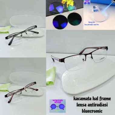 kacamata half frame lensa antiradiasi blueray photocromic minus cylinder lensa photocromic hitam