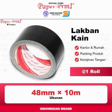 Lakban Kain Cloth Tape Hitam 2 inch Paperpryns 48mm x 10m (@1 Roll)