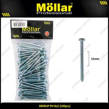 MOLLAR 93-036 Skrup PH 8 x 2 Baut Sekrup Tapping Screw - 100 pcs