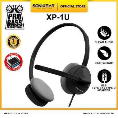 Headset Microphone XP 1U Headphone Office Sekolah Gaming PEACH