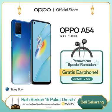 OPPO A54 Smartphone 6GB/128GB (Garansi Resmi) Blue Free Earphone