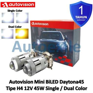Autovision Mini BiLED Daytona 45 H4 Single / Dual Color Putih 6000K Kuning 2800K Lensa Projector Pro