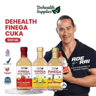 Dehealth Supplies FINEGA ex VINEGA | CUKA APEL | NENAS | LEMON - 500ml Botol KACA Cuka APEL