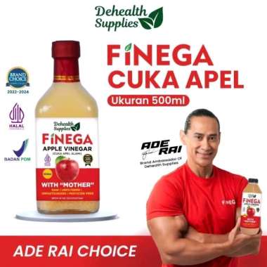 Dehealth Supplies FINEGA ex VINEGA | CUKA APEL | NENAS | LEMON - 500ml Botol KACA Cuka APEL