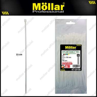 MOLLAR 89-122 Kabel Ties Putih 2.5 x 150 mm Nylon Cable Tie - 100 pcs