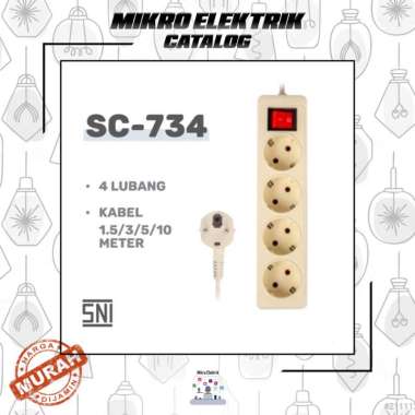 Stopkontak + Kabel Cahaya 4 lubang 5 meter