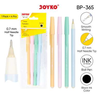 Ball Pen Pulpen Pena Joyko BP-365 Pastel Tomoko 0.7 mm 1 Pack 4 Pcs