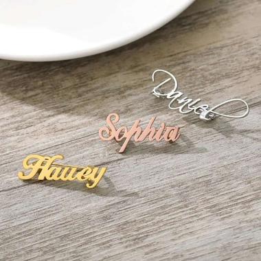 houseofcuff custom satuan pin brooch nama inisial model peniti SILVER