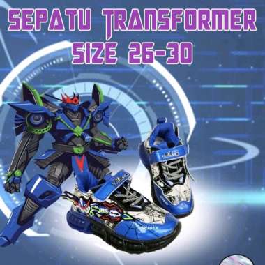 sepatu Transformers LED #sepatu anak laki #sepatu lampu 26 biru
