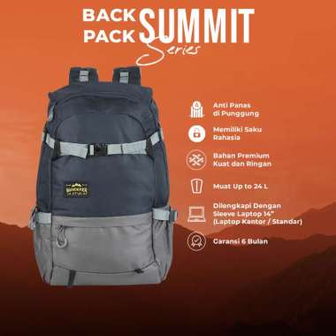 Tas Ransel Backpack Outdoor Waterproof laptop 14 Inch Summit Navy Grey Series