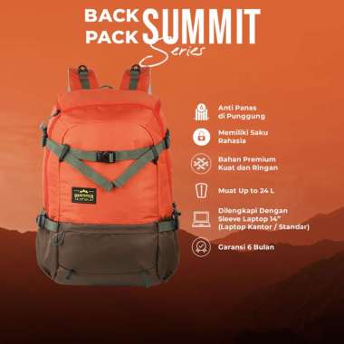 Tas Ransel Backpack Outdoor Waterproof, laptop 14 Inch, Summit Wanderer Jasper