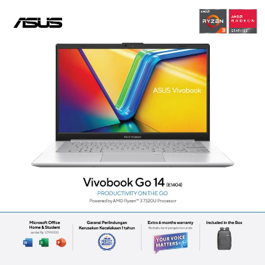 ASUS Vivobook Go 14 E1404FA-FHD352 Notebook - Cool Silver ( R3-7320U / 8GB / 512GB SSD / UMA / 14" FHD / Win11 / OHS )