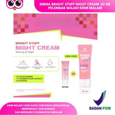 EMINA BRIGHT STUFF NIGHT CREAM 20 GR PELEMBAB WAJAH KRIM MALAM