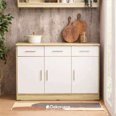 Cubic ELENA KSB 3P - Oak White - Dekoruma Kitchen Set Rak Bawah Dapur 3 Pintu