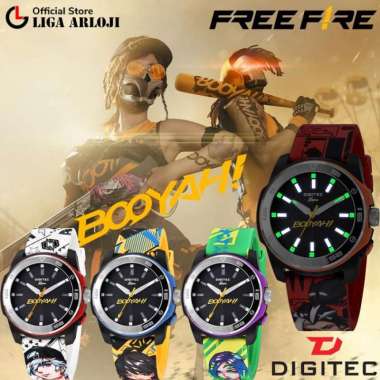Digitec Neon DN 5191 Freefire Booyah Jam Tangan Pria Analog Sporty Original Rubber Strap WH