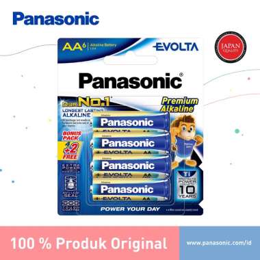 Panasonic Baterai AA Evolta Premium Alkaline 6Pcs Battery Evoltta Size A2