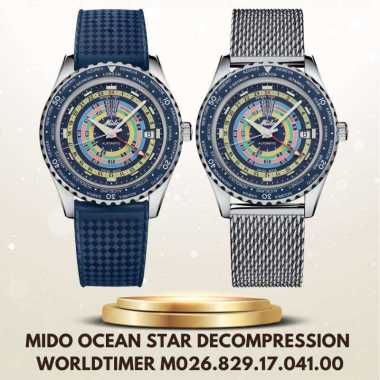 Mido M026.829.17.041.00 Jam Tangan Pria Mido Ocean Star Decompression Worldtimer Original