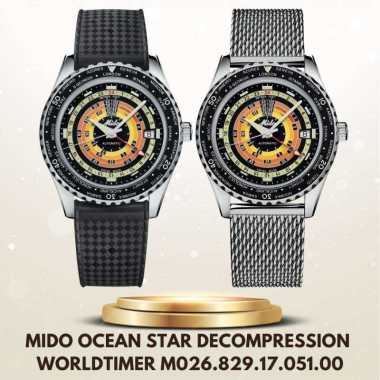 Mido M026.829.17.051.00 Jam Tangan Pria Mido Ocean Star Decompression Worldtimer Original