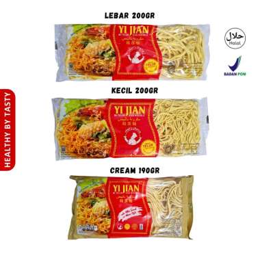 Mie Telur Yi Jian Mie Telur Egg Noodle Mie Kecil Mie Lebar 200 gr Yi Jian Cream