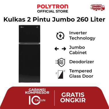 Kulkas POLYTRON Belleza JUMBO Inverter 2 Pintu 260 Liter PRW 29VX