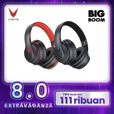 VYATTA BIG BOOM BLUETOOTH HEADPHONE WIRELESS HEADSET EARPHONE 5.0 ULTRA BASS AAC TYPE C RED