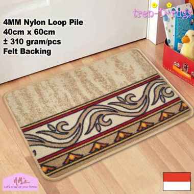 Tren-D-rugs - Keset kaki alas pintu depan masuk kamar tidur mandi dengan felt backing 40 cm x 60 cm
