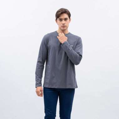 Houseofcuff Kaos Cotton Combed Lengan Panjang Pria Hitam/Abu Tua /Abu Muda Abu tua L