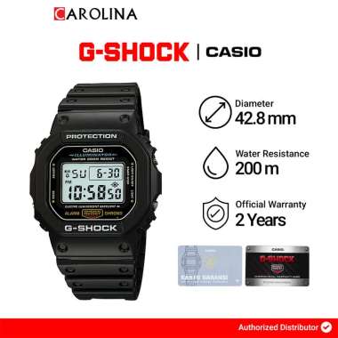 Jam Tangan Pria Casio G-SHOCK DW-5600E-1V Digital Dial Black Resin Band
