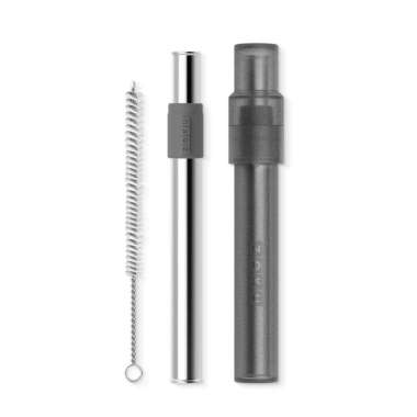 Zoku Reusable Jumbo Pocket Straw Charcoal - Sedotan Aluminium, Sedotan Reusable, Alat Minum, Sedotan