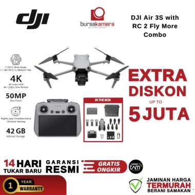 DJI Air 3S Drone Kamera 50MP, Stabilisasi 3 Axis, Transmisi DJI O4